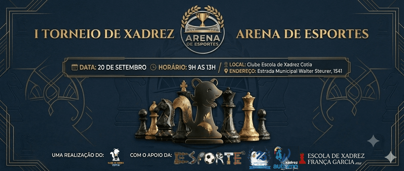 Imagem de divulgação do evento I Torneio de Xadrez Arena de Esportes
