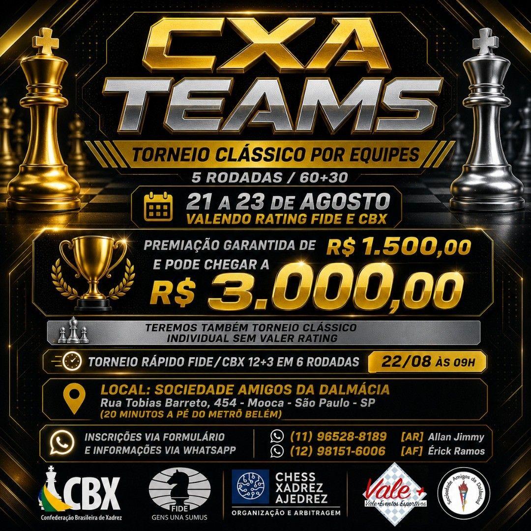 Imagem de divulgação do evento IRT CXA TEAMS STD 60+30 POR EQUIPES / 5 RODADAS / 21 A 23 DE AGOSTO