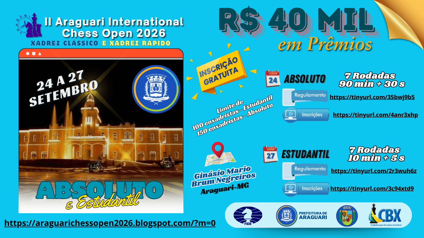 Imagem de divulgação do evento II ARAGUARI INTERNATIONAL CHESS OPEN - 2026