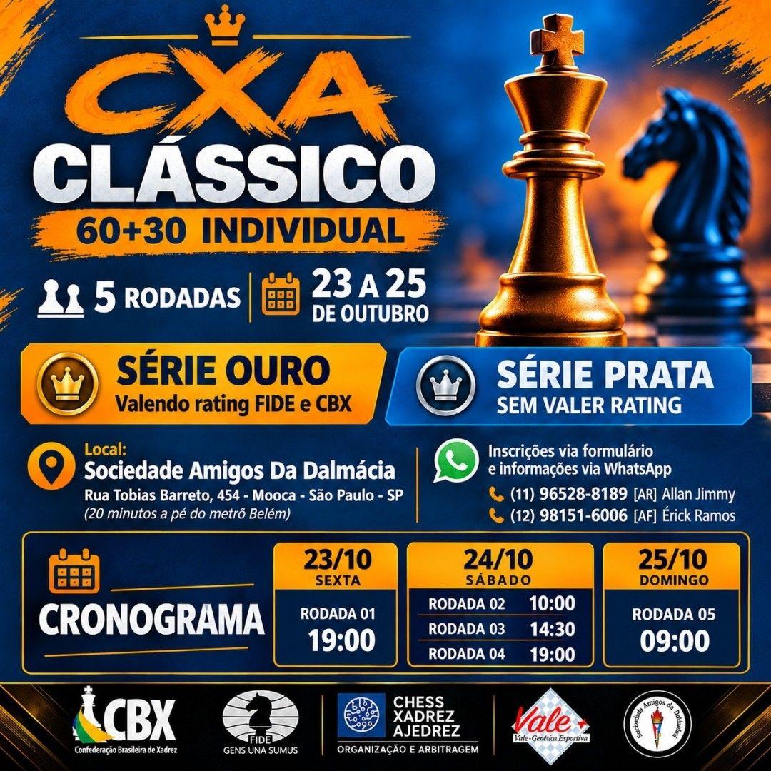 Imagem de divulgação do evento IRT CXA CLÁSSICO / 60+30 / 5 RODADAS
